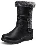 Vepose Women's Mid Calf Boots Black PU Slouch Snow Booties Classic Outdoor Shoes for Women Size 9.5(CJY960 Black pu 09.5)