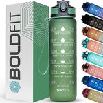 Boldfit Water Bottles 1 Litre Sipper Bottle For Adults, Kids, Unbreakable Motivational Water Bottle Time Mark Sipper With Straw Time For Office School Home Water Bottle for Kids - Huntergreen Plastic