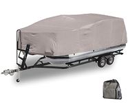 GEARFLAG Trailerable Pontoon Boat Cover 600D Heavy Duty Waterproof Marine Grade UV Resistant fits Pontoon Boat Reinforced Adjustable Side Straps (17'-20' Long, 600D, Beam Width to 105")