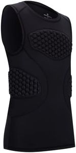 DEVOROPA Youth Boys Football Baseball Padded Compression Shirt Chest Protector Softball Lacrosse Rib Heart Sternum Guard Black XL