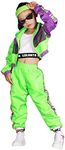 Teenager Girls Dance Clothing Set, Hip Hop Modern Jazz Team Performance Costume, Girls Dance Wear Sets (green, 13-14)