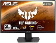 ASUS TUF Gaming VG24VQE 23.6” Curved Monitor, 1080P Full HD, 165Hz (Supports 144Hz), 1ms, Extreme Low Motion Blur, FreeSync Premium, Shadow Boost, Eye Care, DisplayPort HDMI