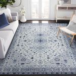 Taleta OLINA Blue Washable Rugs Living Room Blue Large Rugs for Bedroom Boho Rug Vintage Area Rugs Soft Short Pile Rugs Non Slip Oriental Rug for Kitchen Dining Room (Blue, 160 x 230 cm)