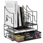 EasyPAG 3 Tier Desktop A4 Office Mesh Desk Tidy File Holder Paper Organiser Magazine Storage Filing Rack with Stationery Drawer,Black