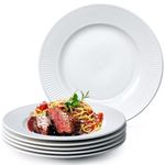 NUTRIUPS 10.5in Dinner Plates, 27cm White Ceramic Plates, Round, Microwave & Dishwasher Safe Dining Serving Dishes, Set of 6