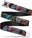 Buckle Down Men's Seatbelt Belt - Marvel Avengers Superhero/Villain Poses - 1.5" Wide - 32-52 Inches In Length