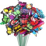 Augshy 75 PCS Butterfly Garden Decor Stakes, PVC Waterproof Gardening Art Butterfly Ornaments for Outdoor Yard Lawn Home Decoration (Colorful)