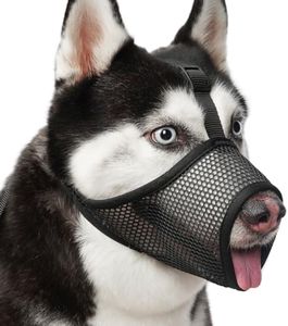 Mayerzon Dog Muzzle, Soft Mesh Muzzles for Large Medium Small Dogs with Over-Head Strap Anti Biting Chewing Barking, Breathable Mouth Guard for Grooming Vet Visits Walking Allowing Drinking