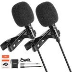 LEKATO Lavalier Microphone 2Pcs, Omnidirectional Lapel Microphone, Wired Clip on Microphone Compatible with Android/iPhone/Camera/PC, Lav Laepl Mic for Interview/YouTube/Recording/Conference/Streaming