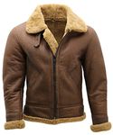 Infinity Men's Brown B3 Shearling Sheepskin WW 2 Bomber Leather Flying Aviator Jacket XL