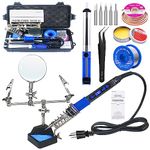 KEPIOG Soldering Iron Kit, High Power Soldering Iron Fast Heating, Circuit Board Soldering Repair Tools with Magnifying Glass Soldering Helper, 12 in 1 Adjustable Digital Soldering Kit.