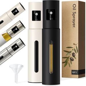 KIVY Glass Oil Sprayer Set of 2 for Cooking, Salads, BBQs & Airfryer – Innovative Spray with Portion Control - Oil Spray Bottle with Stainless Steel Body - Olive Oil Sprayer - Cooking Oil Mister