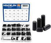 NINDEJIN M2 M3 M4 M5 Alloy Steel Socket Head Cap Screws Nuts Set s Carbon Steel Screws Assortment Kit (Black Grub Set Screws)