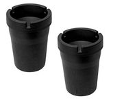 SWL Small Bucket Ashtray, Pack of 2 - Black Plastic, Ideal for Outdoor or Car Vehicle Use