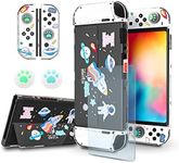 ﻿ ECHZOVE Switch OLED Protective Case, Clear Cover Case Compatible with Nintendo Switch OLED with Screen Protector and Thumb Grips - Rockets Theme ﻿