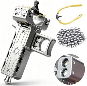 Lucear Semi-Automatic Slingshot for Adults, CNC Machined Aluminum Alloy High Precision Sling Shot with Dual Magazine Large Capacity for Outdoor Target Practice & Survival Training