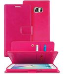 Goospery Mansoor Wallet for Samsung Galaxy S6 Edge Case (2015) Double Sided Card Holder Flip Cover (Hot Pink) S6E-Man-HPNK