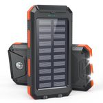 Solar Power Bank 26800mAh - Outdoor Solar Charger with Solar Panel, Portable External Battery with 2 USB Outputs & 2 LED Flashlights, Fast Charging for Smartphones Tablets