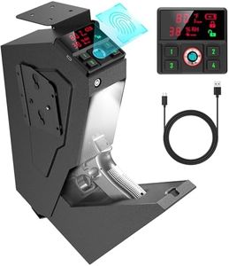 QINGENO Quick-Access Mounted Nightstand Handgun Gun Safe, Drop Down Auto Open Lid Smart Pistol Safe with Biometric Lock/Keypad Lock/Key Lock (QG8002F Biometric)