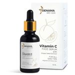 DENAMA 10% Vitamin C Face Serum with Grape Seed Extract | For All Skin Type | Brightens & Glows Skin | 30ml