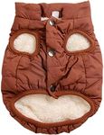 JoyDaog 2 Layers Fleece Lined Warm Dog Jacket for Puppy Winter Cold Weather,Soft Windproof Small Dog Coat,Brown S