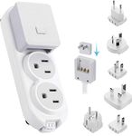 Ceptics Travel Power Strip - Small & Compact - Surge Protector - Grounded USB + Type C - 2 USA Outlets Input - Plugs for Europe, Asia, China, USA, South America