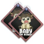 Litltle Ducklings 2 pcs Baby on Board Car Warning, Baby on Board Sticker Sign for Car Warning with Suction Cups (Highland Cow)