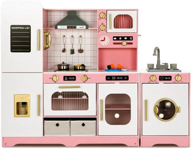 Alphakids Kids Kitchen Playset with Real Lights and Sounds for Pretend Play