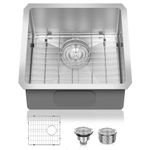 Tysun 17 Inch Undermount Kitchen Sink - 17x17 Inch Stainless Steel Bar Sink 18 Gauge Handmade Prep Sink Single Bowl Under Counter Kitchen Bar Prep RV Sink Basin