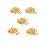 dophee Toggle Catch Lock 0.98"x0.79" Gold Retro Style Iron Hasp Wood Chest Lock Latch Clasp with Screws for Jewellery Box Suitcase Chest Decoration (5-Pack)