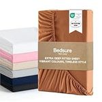 Bedsure Super King Fitted Sheet Deep - Bed Sheets Extra Deep Pocket 16 Inches (40 cm), Soft Brushed Microfiber for Super King Bed, Dusty Orange, 180x200cm