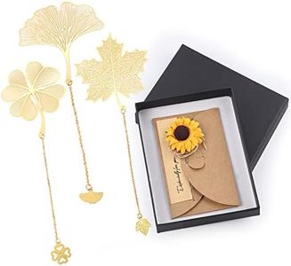 Larkumio Marcapaginas de Metal, 3 Piezas de Marcapaginas Personalizado con caja, Marcapáginas Vintage para Mujeres Hombres Profesores Niños Lectores, Hermoso Marcadores de Libros, Oro
