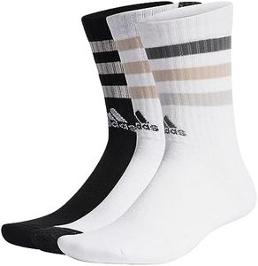 adidas Unisex - Adulto Bold 3-Stripes Cushioned Crew Socks 3 Pairs, White/Black/White, 42-45