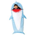 Bixbee Kids Sleeping Bag, Soft Sleepy Sack for Kids & Toddlers | Easy Roll Up Design for Daycare + Naptime, 60 x 22 Inches |Cozy Slumber Bag with Lining | Shark Sleeping Bag for Boys + Girls