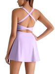 IFFEI Women's Tennis Dress with Built in Bra and Shorts Pocket Open Back Twisted Athletic Workout Golf Dresses Purple M