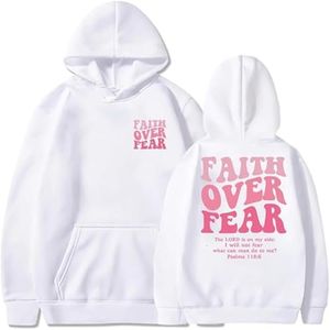 Faith Over Fear Hoodie - Men & Women (White, X-Large)
