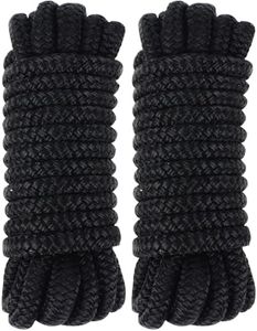 Dock Lines 20' x 1/2" Double Braided Marine Mooring Ropes 2 Pack, Dock Rope 4 Colors Boat Ropes for Docking with 12'' Eyelet Premium Dock Lines for Boats - Black