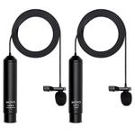Movo LV4 Dual XLR Lavalier Interview Kit with Omnidirectional and Cardioid Microphones, Lapel Clips and Windscreens