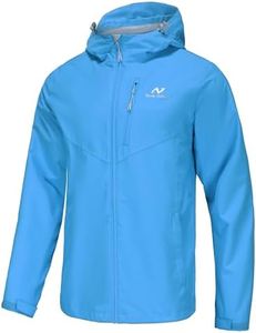 NORDIC OUTLAND Mens Lightweight Hooded Waterproof Rain Jacket Breathable Raincoat Shell for Outdoor Mountain Hiking, Blue, XX-Large