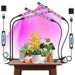 Garpsen Grow Lights for Seed Starting, 2PCS 2 Heads Full Spectrum Led Grow Lights for Indoor Plants, 80 LEDs Plant Light, with Auto ON/Off 6/12/16H Timer, 5 Dimmable Levels (460nm/660nm/3000K)