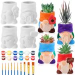SiliFine Set of 11 Paint Your Own Gnome Kit DIY Flower Pot Painting Includes 8 Pcs Unpainted Ceramic Succulent Planters 2 Pcs Color Paints 1 Set Paint Brushes for Classroom Craft Activity