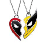 SKYSCRAPPER Compatible DEDPOOL X WOLVERINE Best Friends Necklace Set for 2, Couples Matching Jewellery - Stainless Steel Pendants with Chains