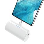 Mini USB C Power Bank 5200mAh, Cordless Plug in Portable Charger, 20W PD Fast Charging Battery Pack Phone Charger Compatible with Android Samsung Galaxy S23/S22/S20, Moto, LG, Google Pixel, White