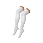 Crazy Chick® New Girls Over The Knee Plain Socks Assorted Colours Thigh High Socks UK Size 4-6 (White)