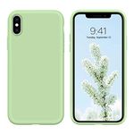 DUEDUE Silicone Case for iPhone X Case for iPhone XS, Ultra Slim Full Body Protection Liquid Silicone Gel Cover Anti-Scratch Shockproof Silicone Case for iPhone X/XS 5.8", Matcha Green