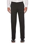 Savane Men's Savane Flat Front Stretch Crosshatch Dress Pant, Black, 34W x 30L