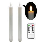 Flameless Candles with Remote Timer, Yme 2 Packs Battery Operated LED Taper Candles Flickering with Real Wax Candle Set for Home Decor Indoor Fall Thanksgiving Halloween Christmas Party Decorations