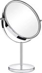 ANGNYA Double Sided Vanity Mirror 20 cm（8-Inch）, 1X and 3X Magnifying Mirror Round Freestanding Makeup Mirror for Bedroom, 360 Degree Swivel with Stainless Steel Frame