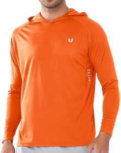 NORTHYARD Men's UPF 50+ Hoodie Shirts Rash Guard Long Sleeve Sun Protection SPF Fishing Shirt UV for Athletic Running Swim Orange 4XL