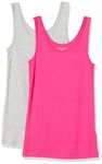 Amazon Essentials Women's Slim-fit Tank, Pack of 2, Bright Pink/Grey Heather, M